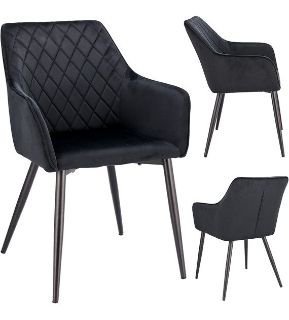 Krzesło APIS, siedzisko welurowe, kolor czarny