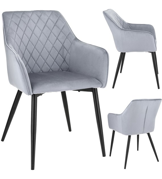 Krzesło APIS, siedzisko welurowe, kolor szary