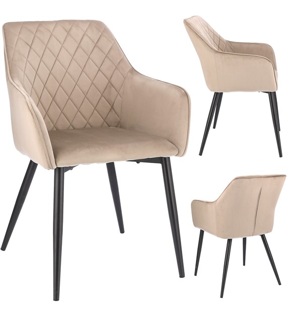 Krzesło APIS, siedzisko welurowe, kolor beżowy