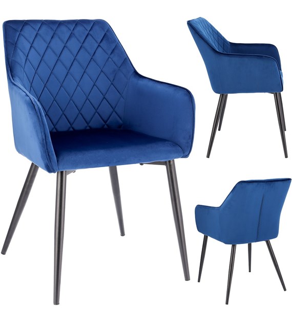 Krzesło APIS, siedzisko welurowe, kolor niebieski