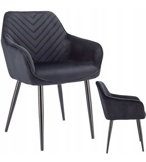Krzesło NAPOLI, siedzisko welurowe, nogi metalowe, kolor czarny