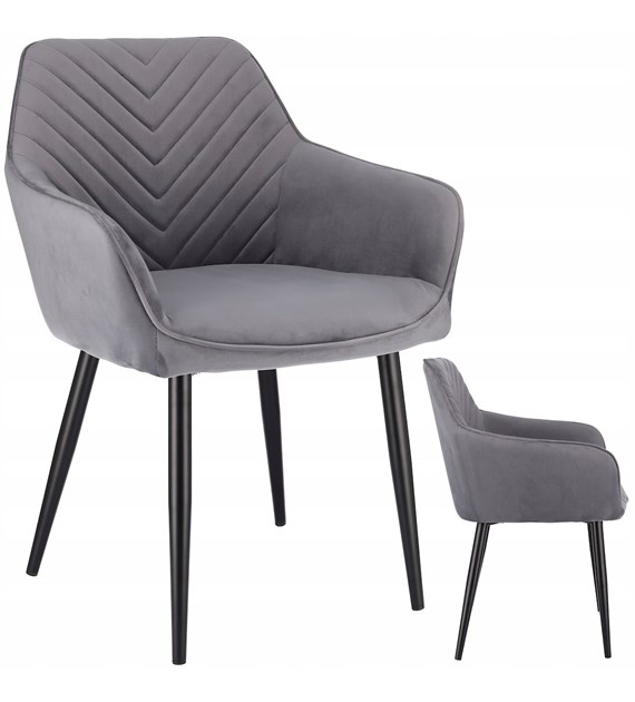 Krzesło NAPOLI, siedzisko welurowe, nogi metalowe, kolor szary