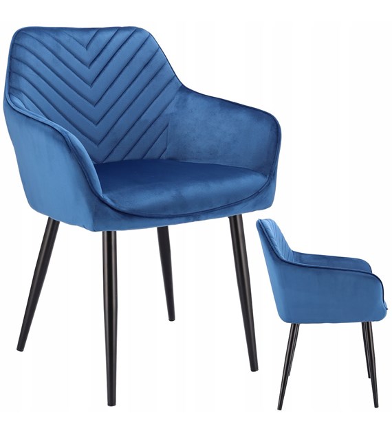 Krzesło NAPOLI, siedzisko welurowe, nogi metalowe, kolor granatowy