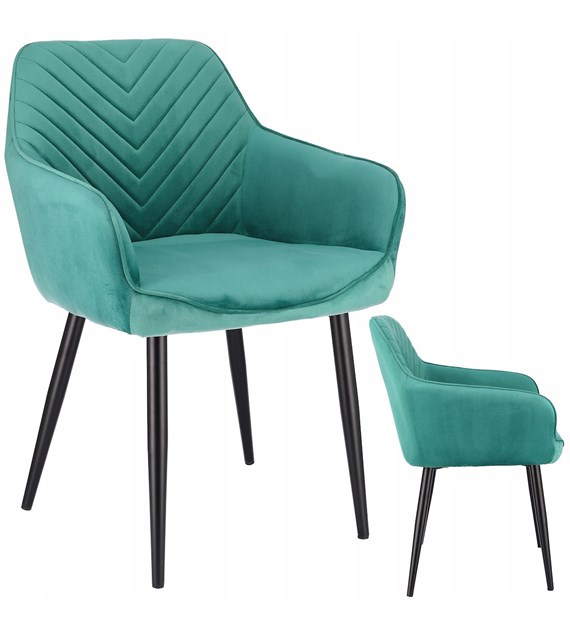 Krzesło NAPOLI, siedzisko welurowe, nogi metalowe, kolor zielony