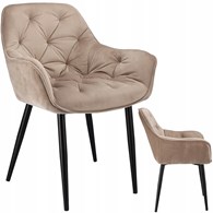 Krzesło LARGO, siedzisko welurowe, nogi metalowe, kolor beżowy