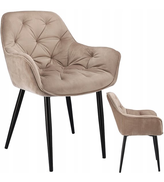 Krzesło LARGO, siedzisko welurowe, nogi metalowe, kolor beżowy