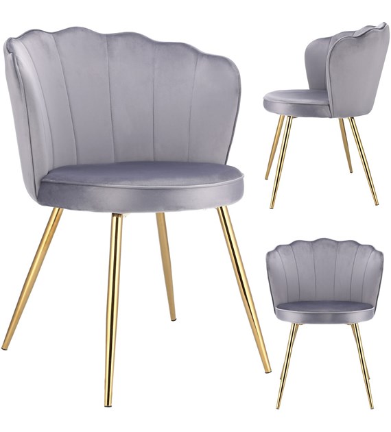 Krzesło FIORE, siedzisko welurowe, kolor szary