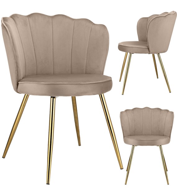 Krzesło FIORE, siedzisko welurowe, kolor beżowy